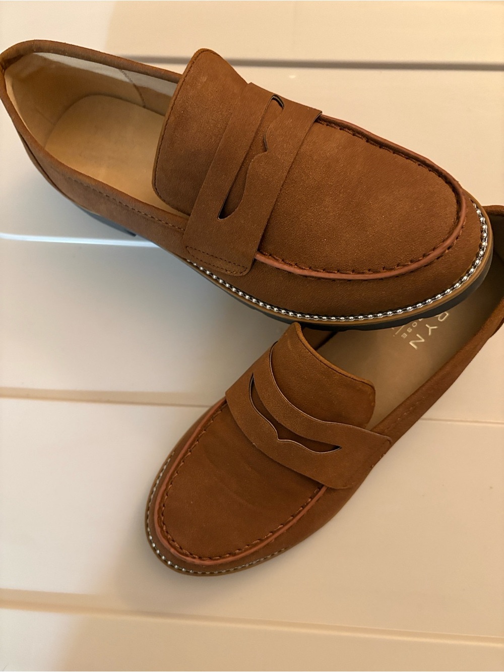 Women’s Brown Suede Penny Loafers Size 9